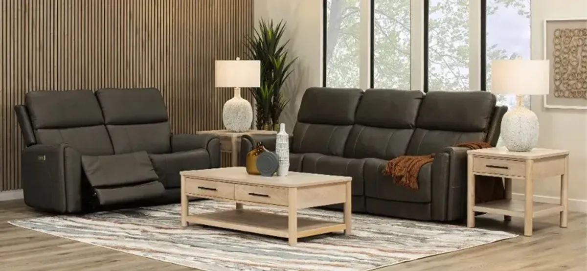 Damon Smoke Gray Power Reclining Loveseat with Power Lumbar and...