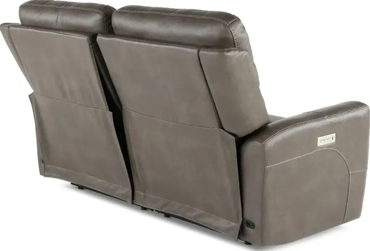 Damon Smoke Gray Power Reclining Loveseat with Power Lumbar and...