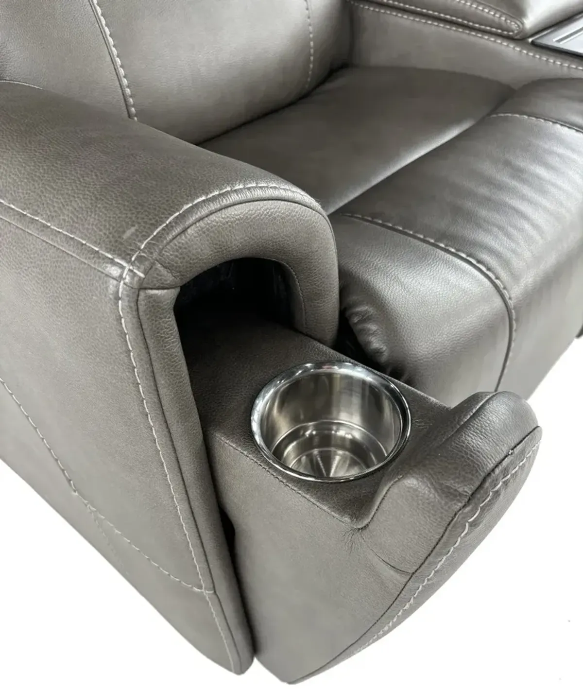 Damon Smoke Gray Power Reclining Loveseat with Power Lumbar and...