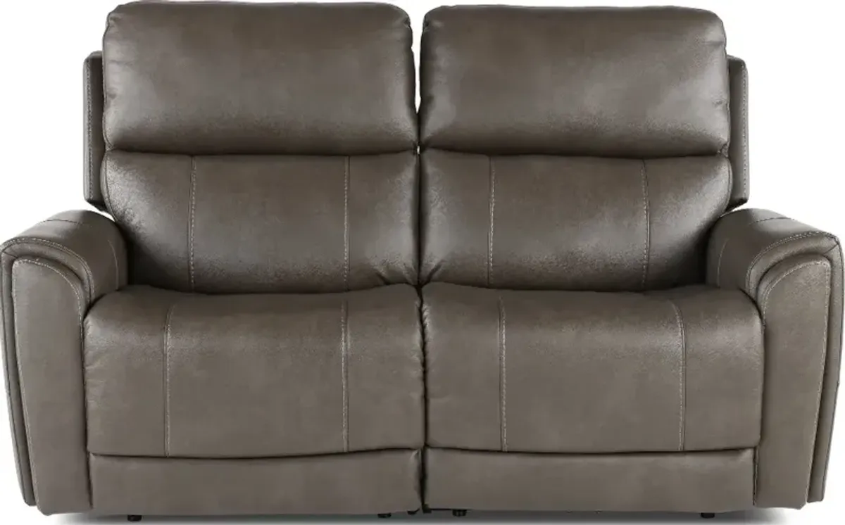 Damon Smoke Gray Power Reclining Loveseat with Power Lumbar and Headrest