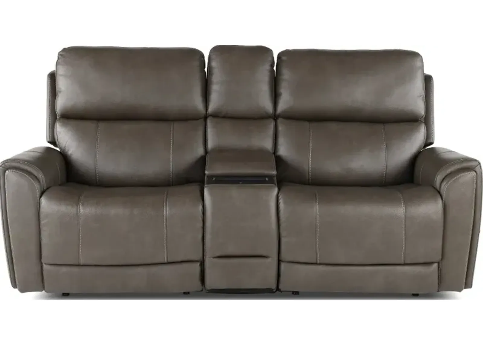 Damon Smoke Gray Power Reclining Loveseat with Console