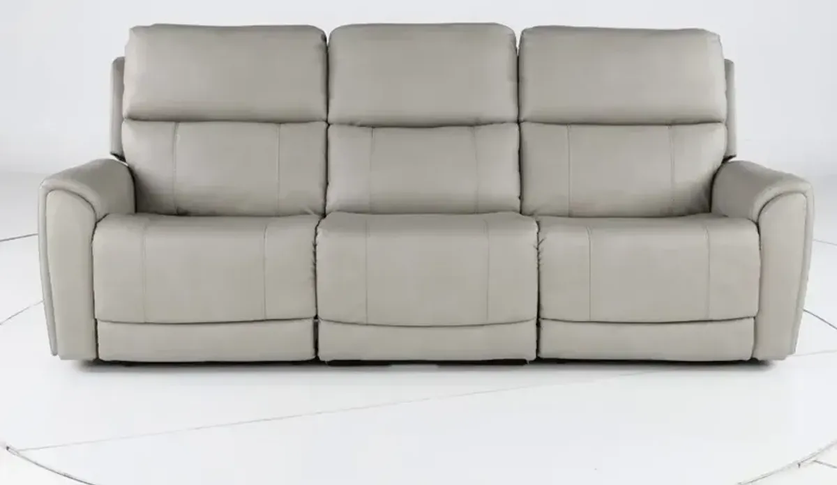 Damon Capriccio Dove Power Reclining Sofa with Power Lumbar and Headrest