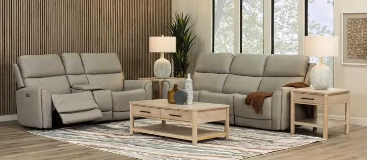 Damon Capriccio Dove Power Reclining Sofa with Power Lumbar and Headrest