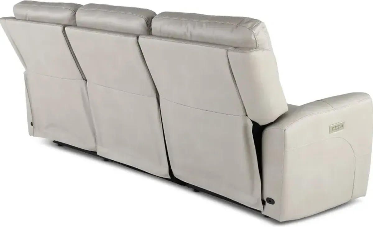 Damon Capriccio Dove Power Reclining Sofa with Power Lumbar and Headrest