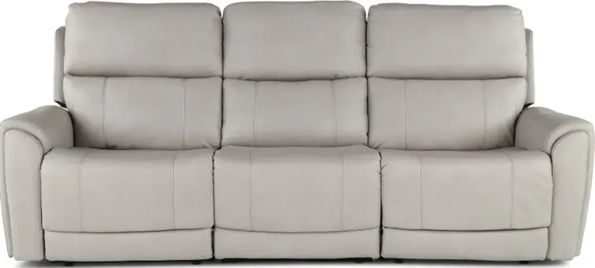 Damon Capriccio Dove Power Reclining Sofa with Power Lumbar and Headrest