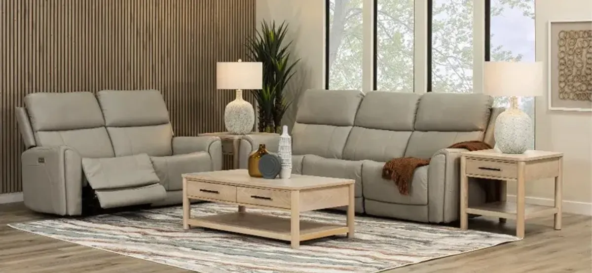 Damon Capriccio Dove Power Reclining Loveseat with Power Lumbar and Headrests