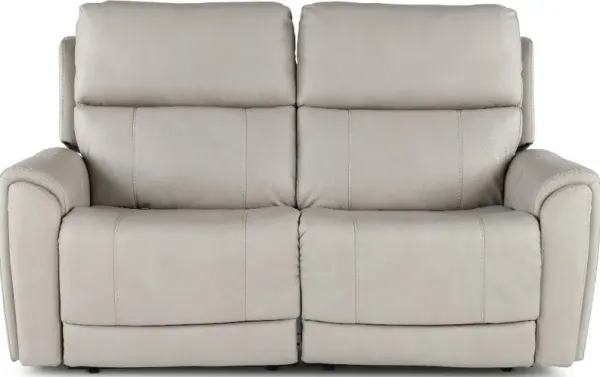 Damon Capriccio Dove Power Reclining Loveseat with Power Lumbar and Headrests