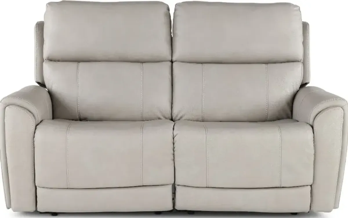 Damon Capriccio Dove Power Reclining Loveseat with Power Lumbar...