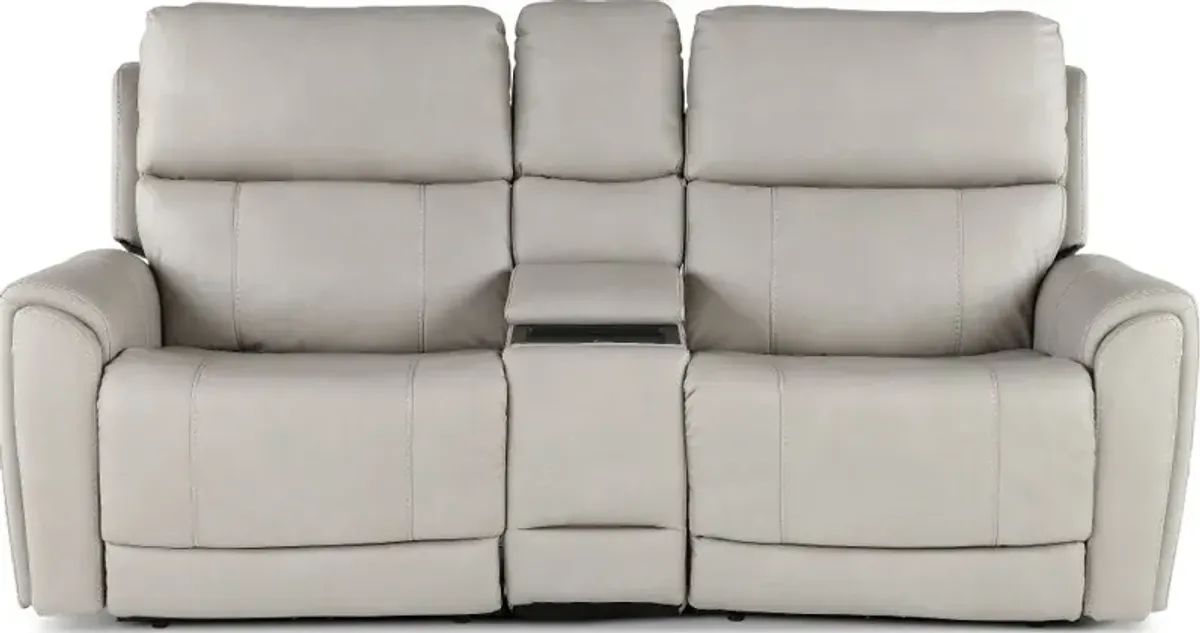 Damon Capriccio Dove Power Reclining Loveseat with Console