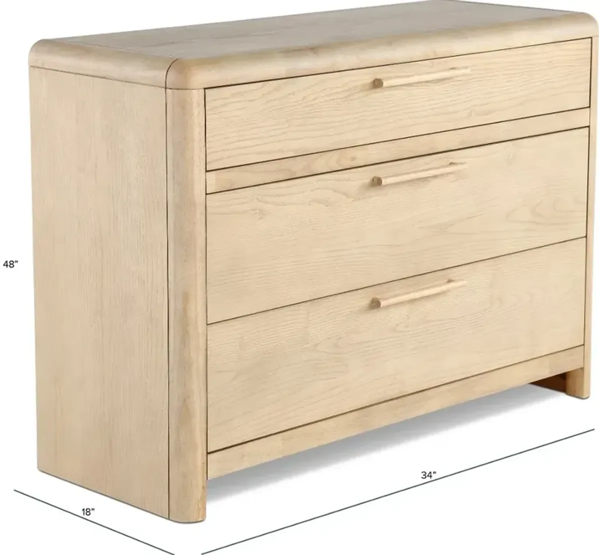 Furano Natural Ash 3-Drawer Bachelor's Chest