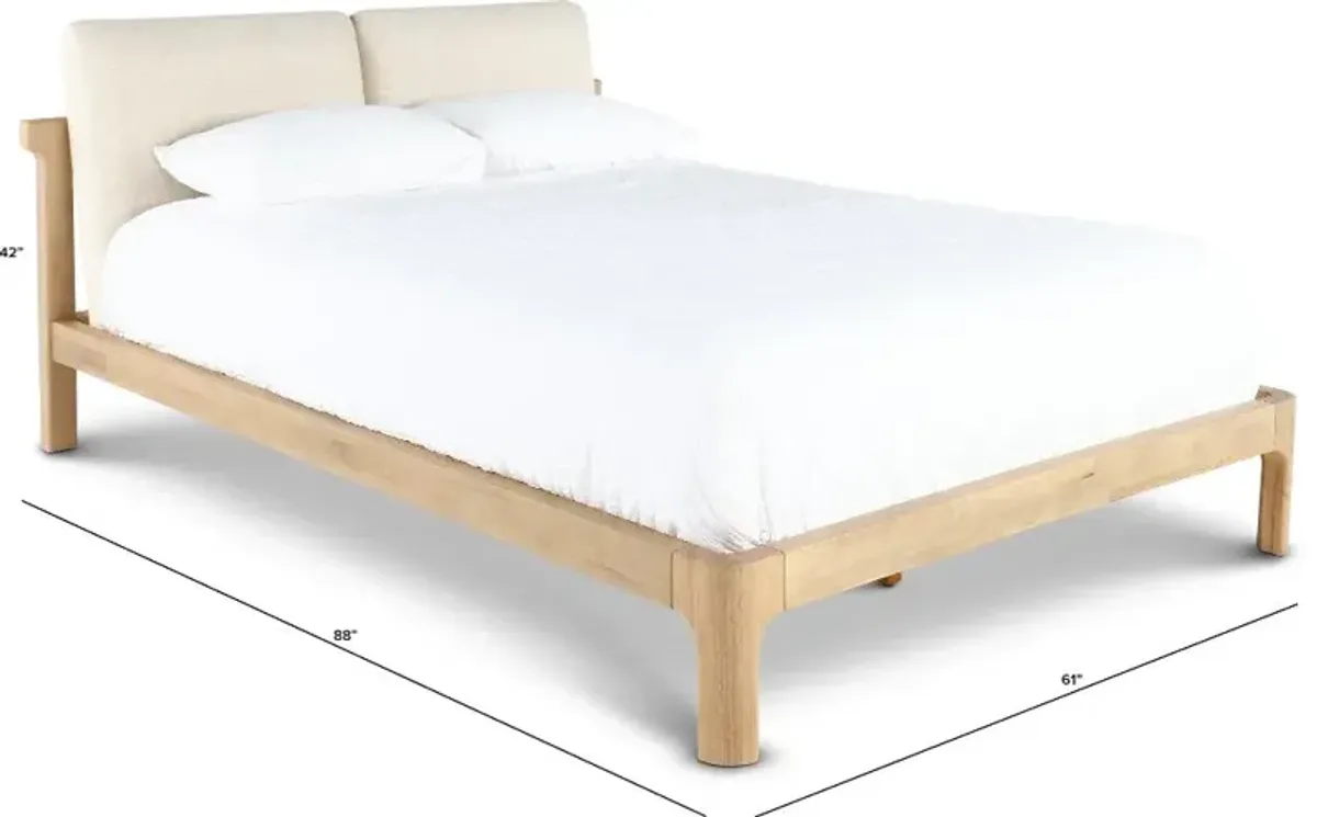 Furano Linen White and Natural Full Platform Bed