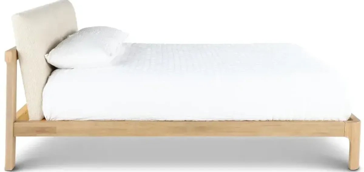 Furano Linen White and Natural Full Platform Bed