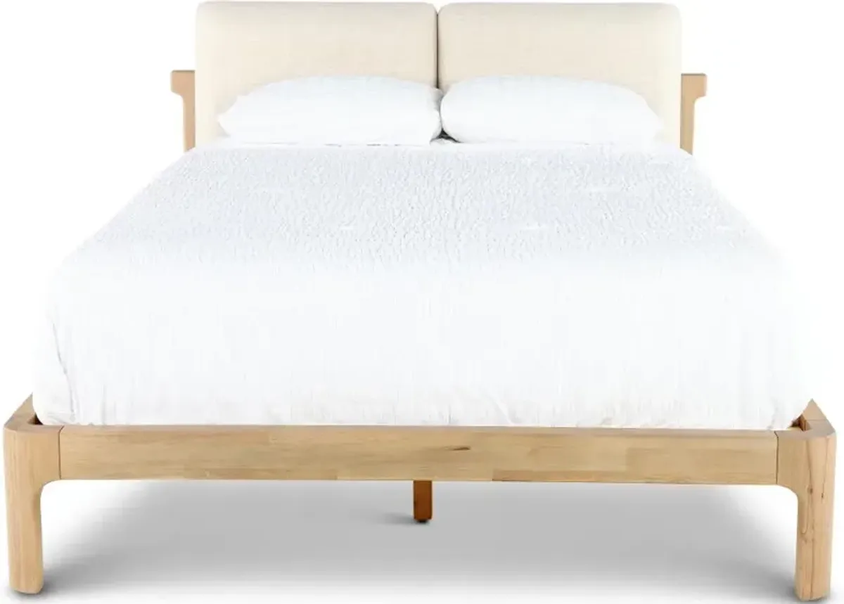 Furano Linen White and Natural Full Platform Bed