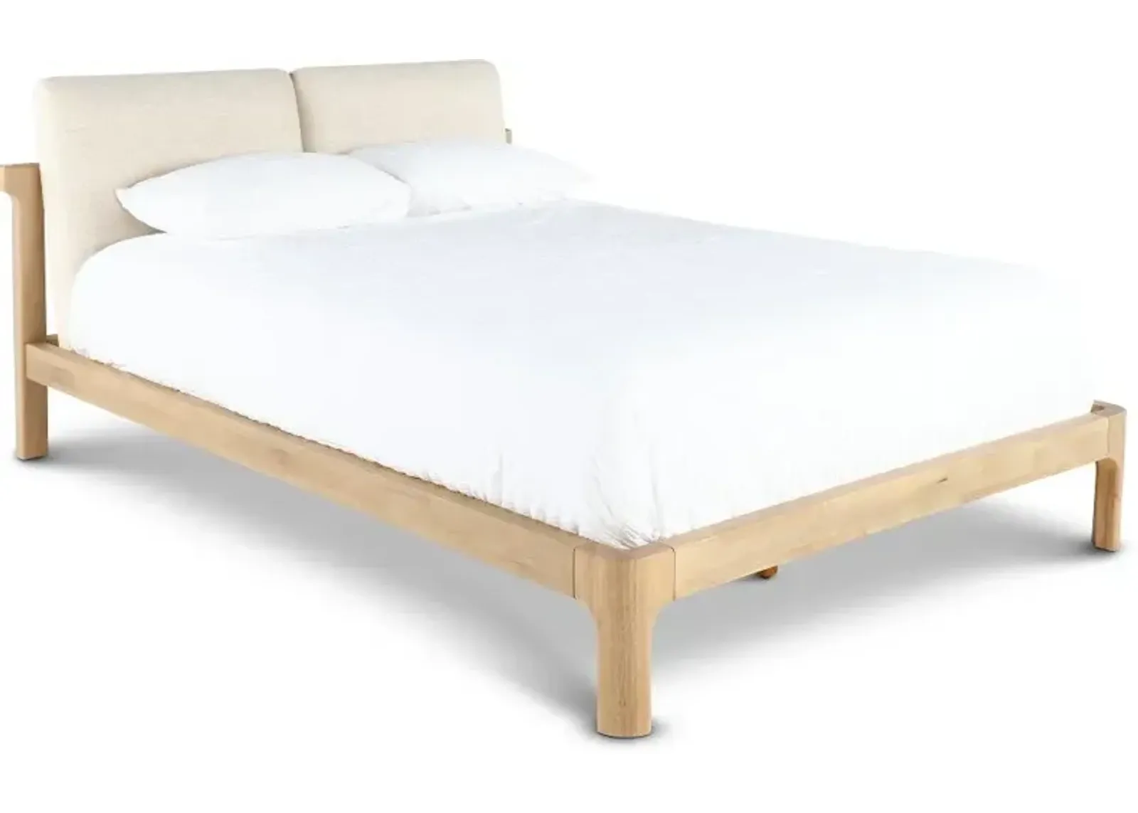 Furano Linen White and Natural Full Platform Bed