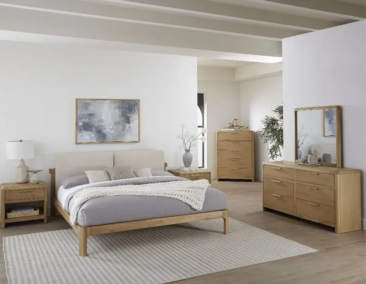 Furano Linen White and Natural Queen Platform Bed