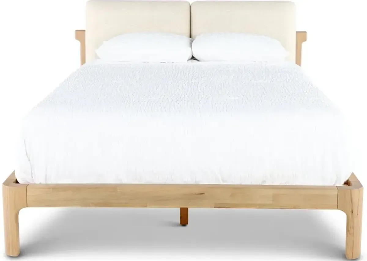 Furano Linen White and Natural Queen Platform Bed