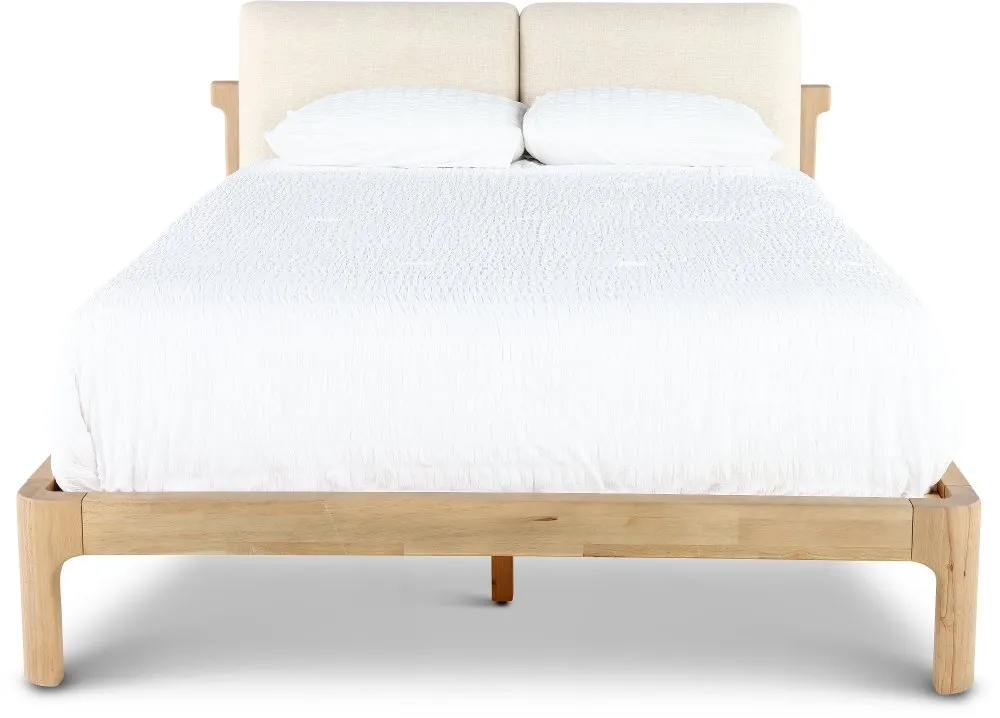 Furano Linen White and Natural Queen Platform Bed