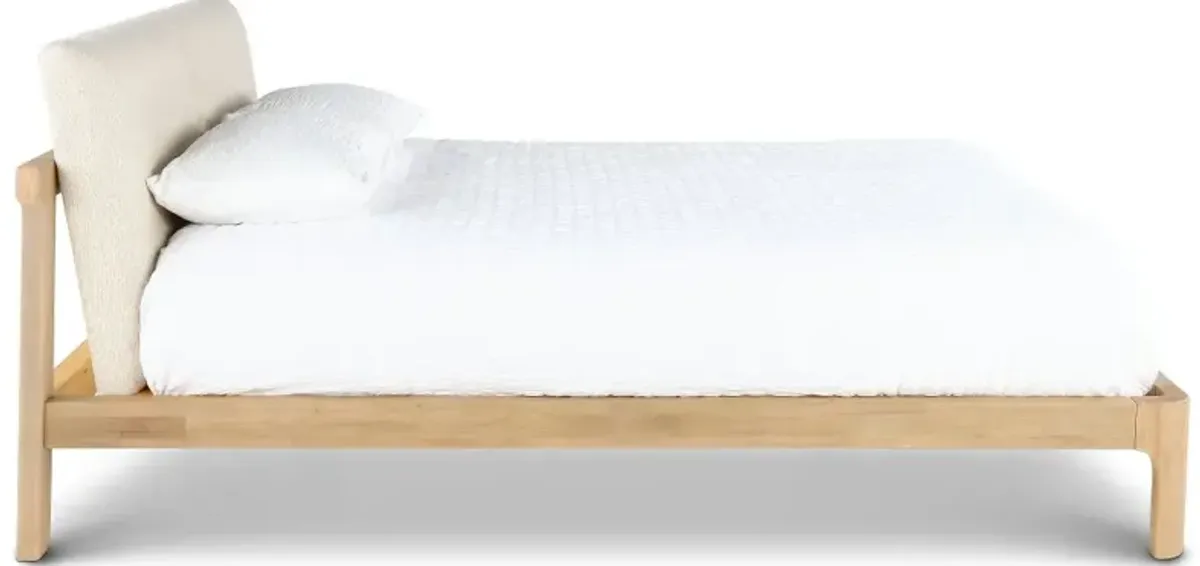 Furano Linen White and Natural Queen Platform Bed