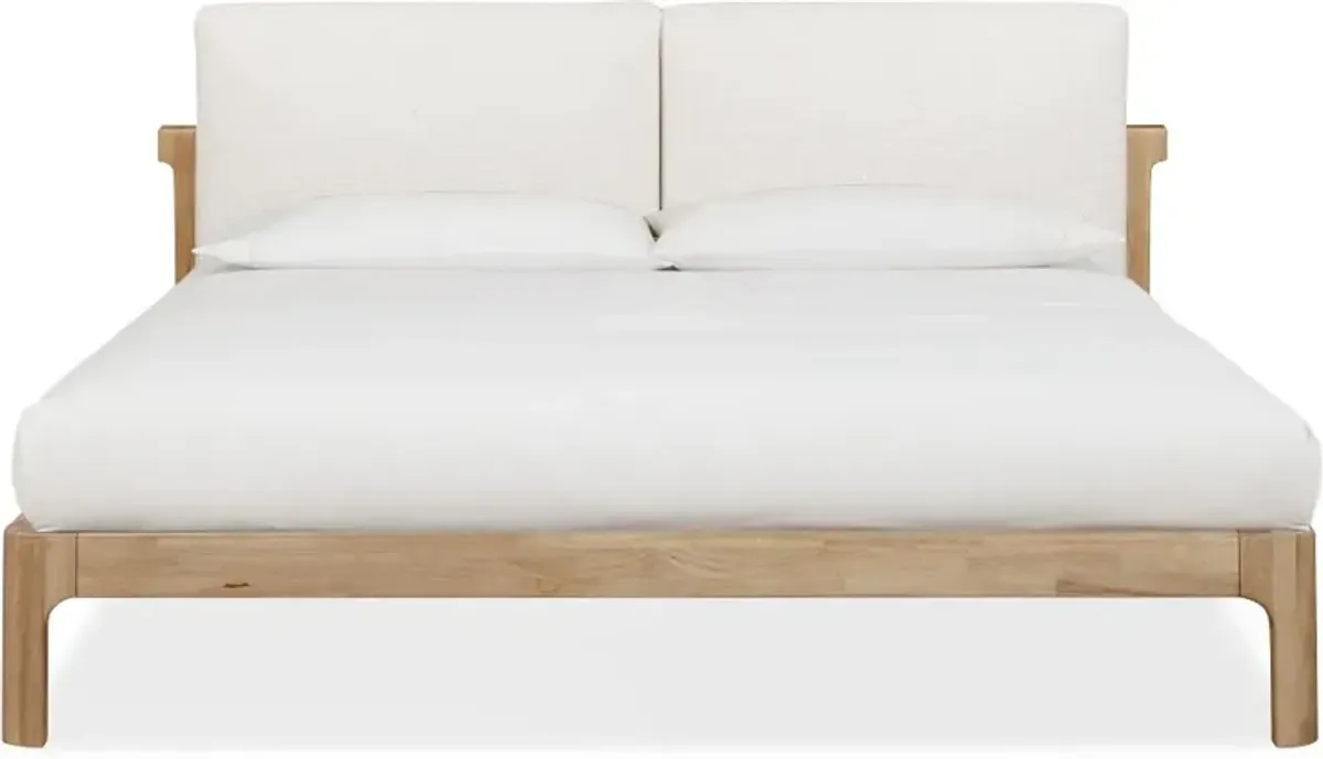 Furano Linen White and Natural Queen Platform Bed