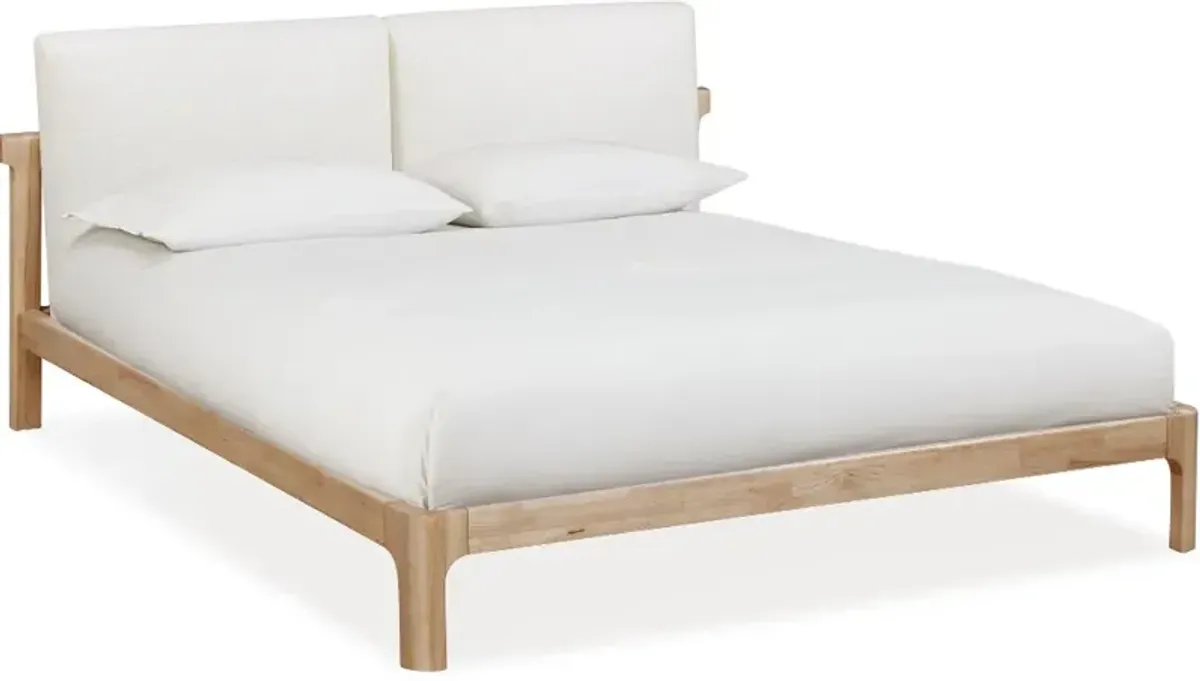 Furano Linen White and Natural Queen Platform Bed