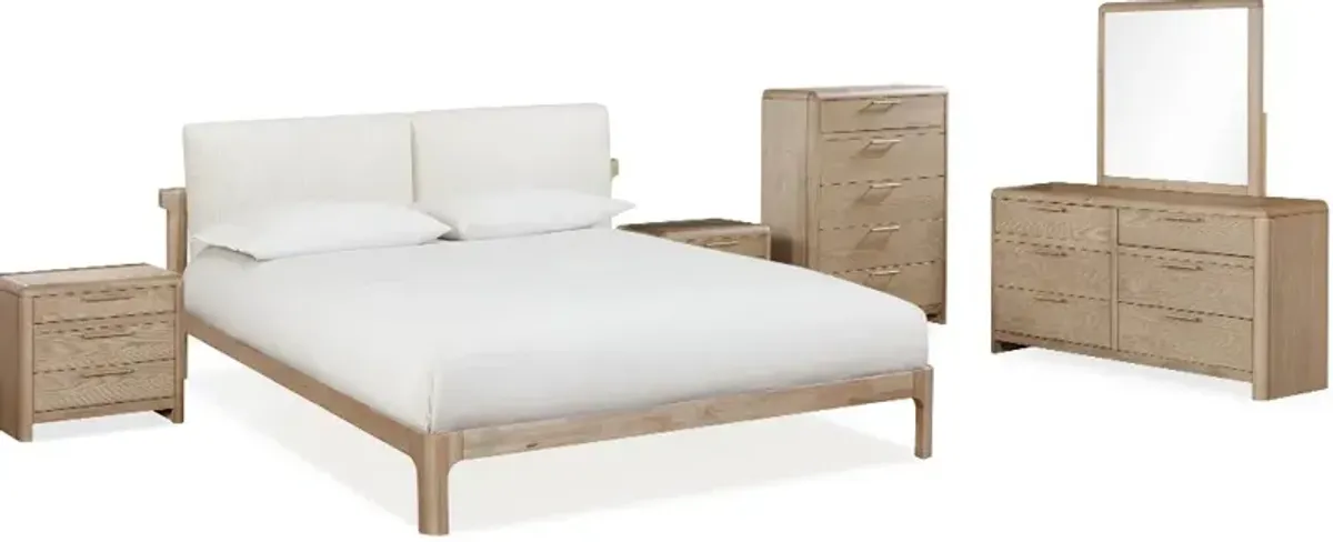 Furano Linen White and Natural Queen Platform Bed