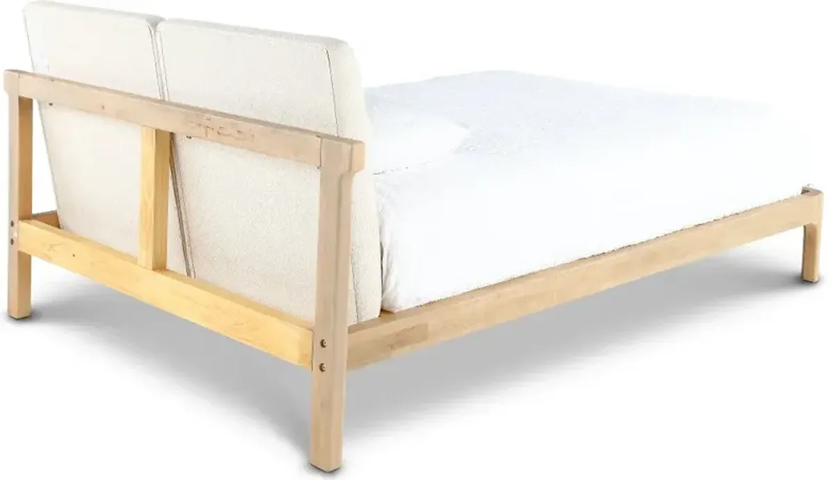 Furano Linen White and Natural Queen Platform Bed