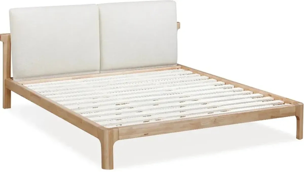 Furano Linen White and Natural Queen Platform Bed