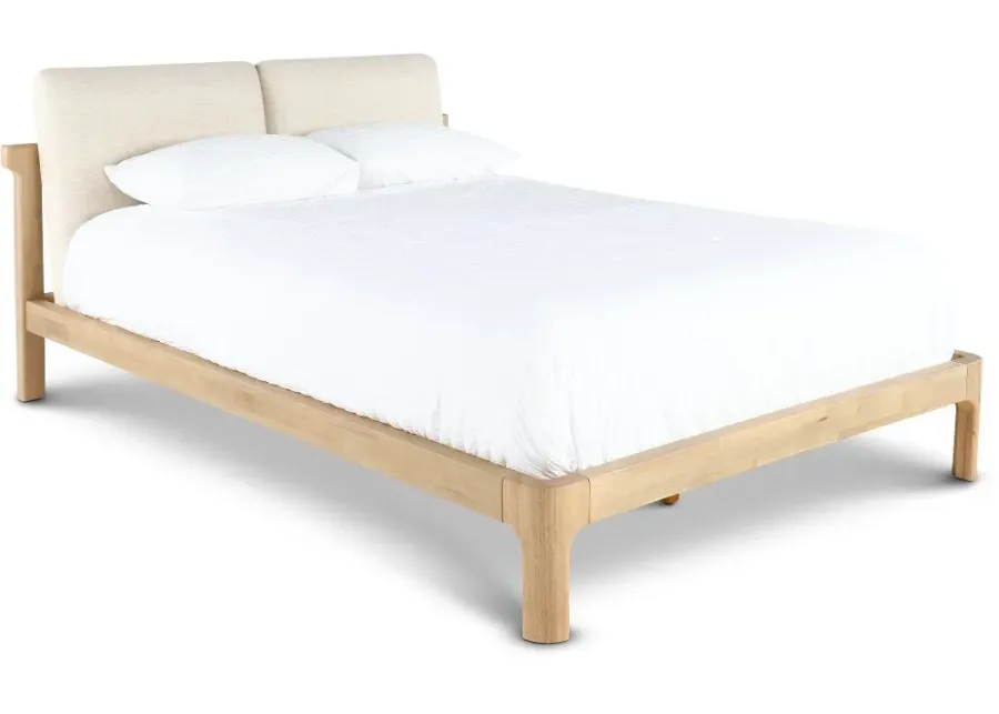 Furano Linen White and Natural Queen Platform Bed