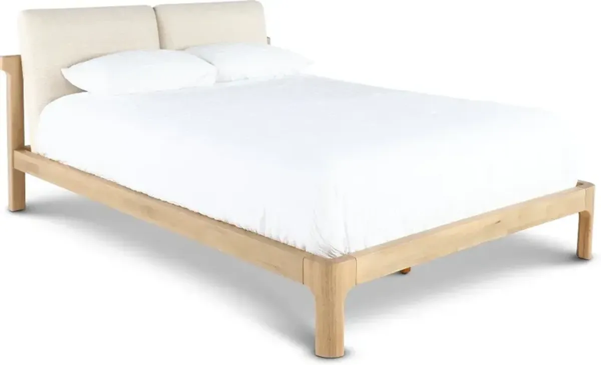 Furano Linen White and Natural Queen Platform Bed