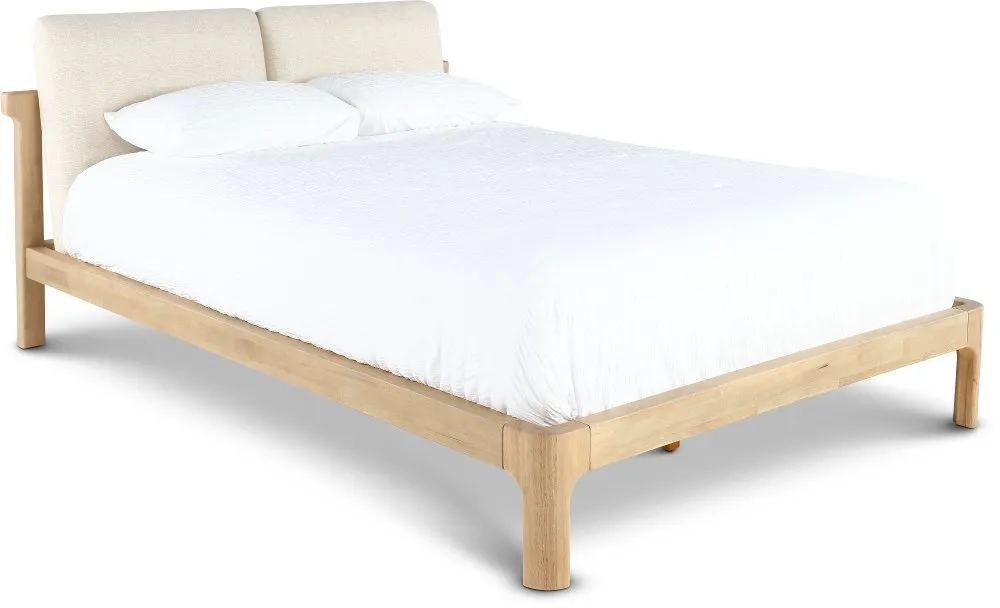 Furano Linen White and Natural Queen Platform Bed