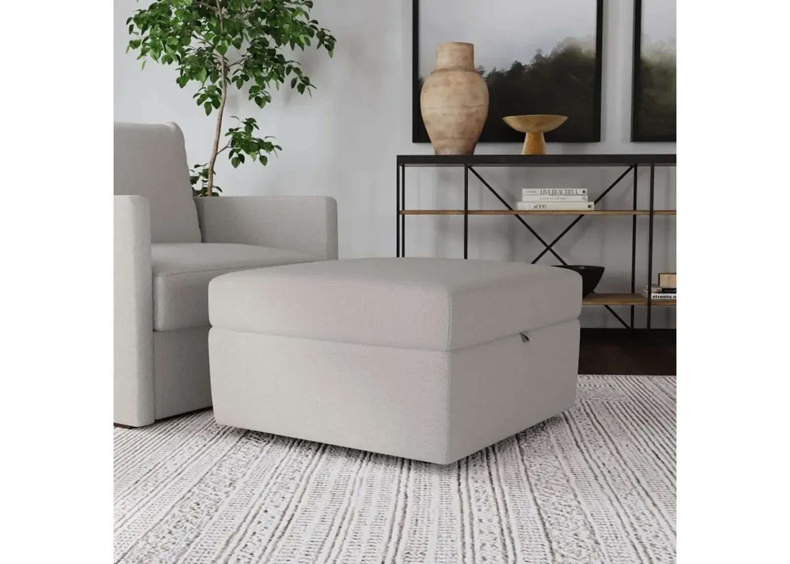 Flex Taupe Ottoman with Storage