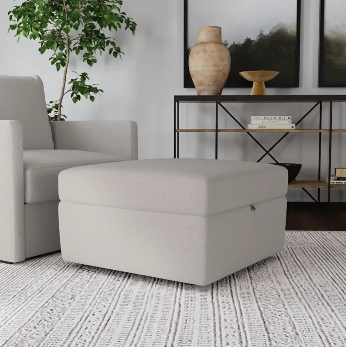 Flex Taupe Ottoman with Storage