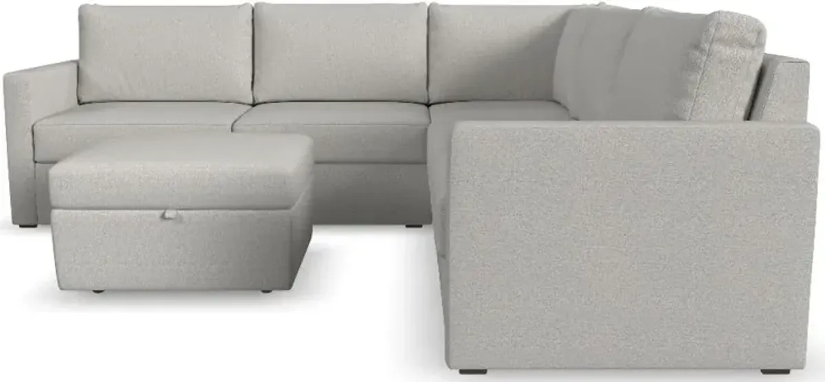 Flex Taupe 5-Seat Modular Sectional with Storage Ottoman