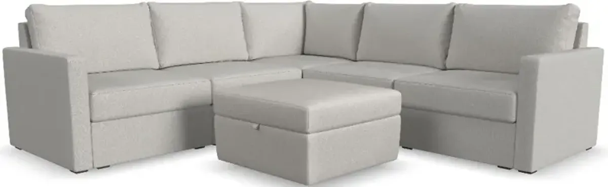 Flex Taupe 5-Seat Modular Sectional with Storage Ottoman