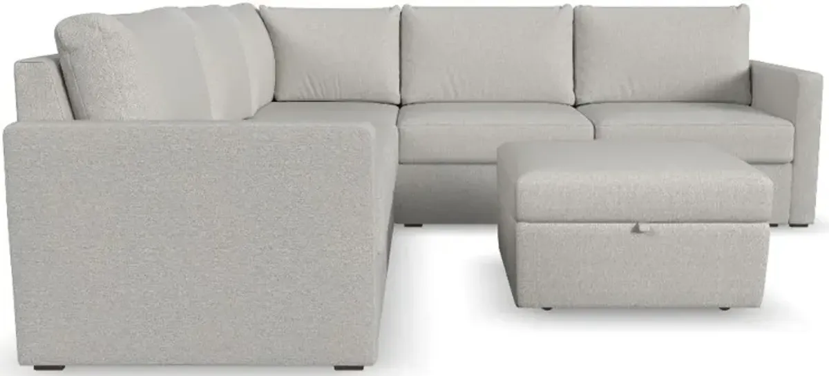 Flex Taupe 5-Seat Modular Sectional with Storage Ottoman