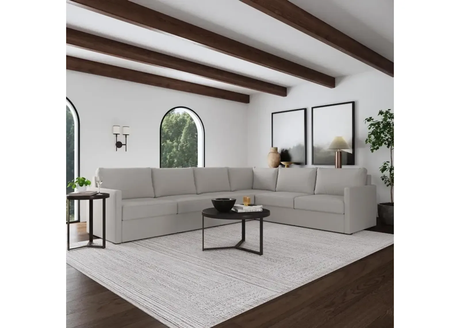 Flex Taupe 6-Seat Modular Sectional with Narrow Arm