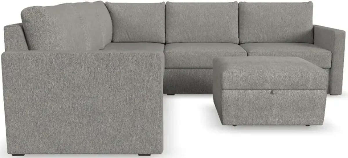 Flex Gray 5-Seat Modular Sectional with Storage Ottoman