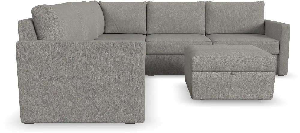 Flex Gray 5-Seat Modular Sectional with Storage Ottoman