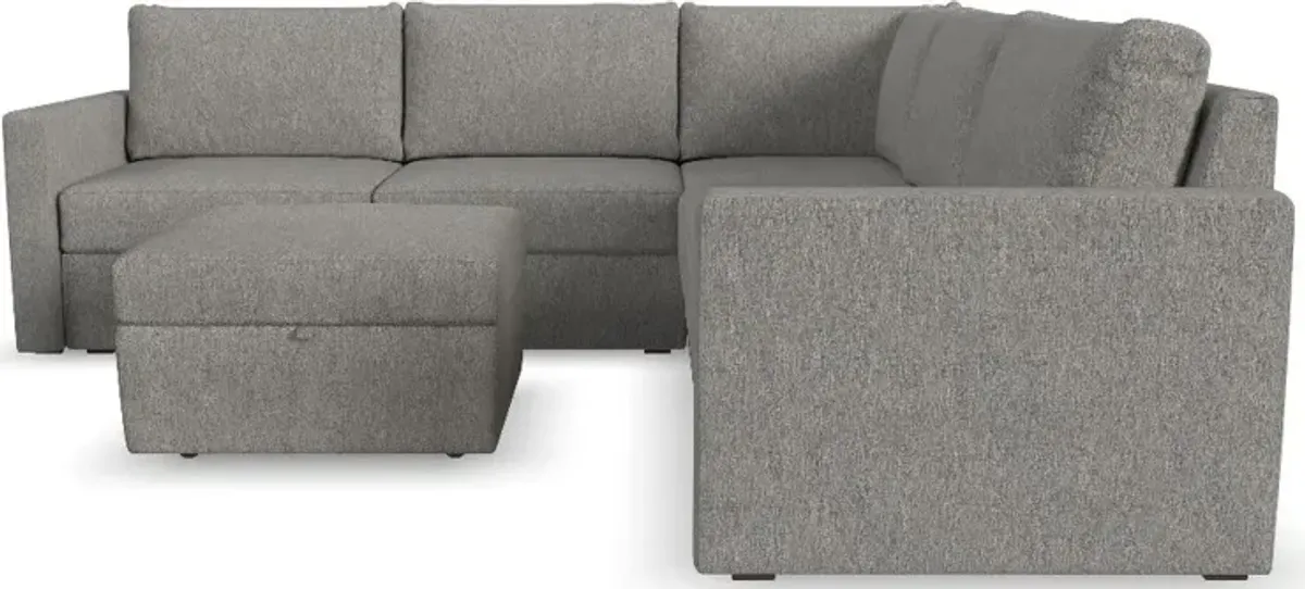 Flex Gray 5-Seat Modular Sectional with Storage Ottoman