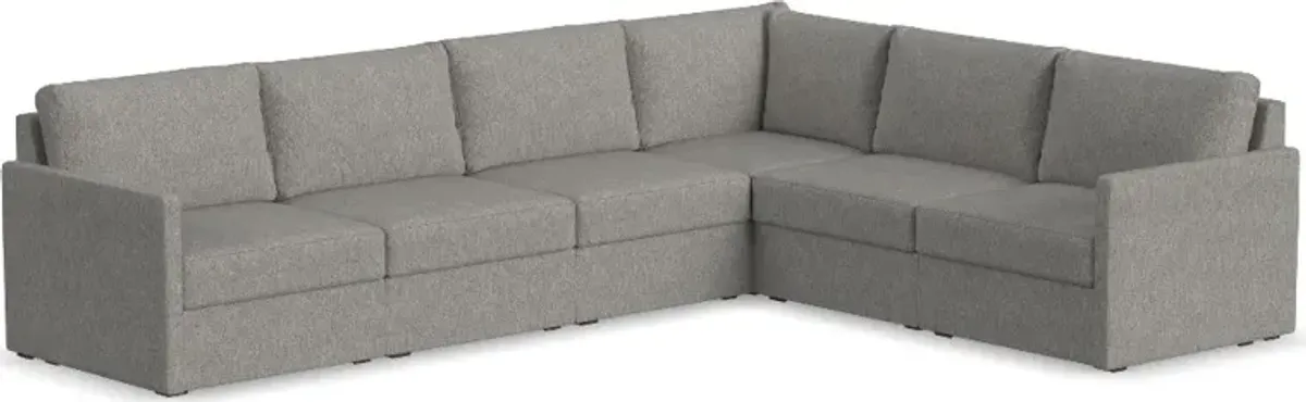 Flex Gray 6-Seat Modular Sectional with Narrow Arm