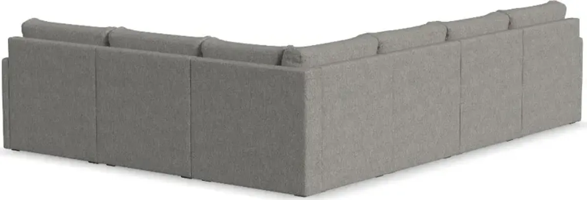 Flex Gray 6-Seat Modular Sectional with Narrow Arm