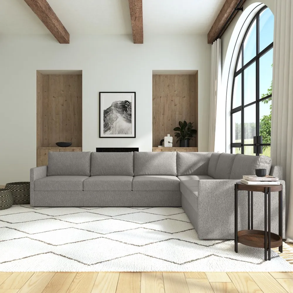 Flex Gray 6-Seat Modular Sectional with Narrow Arm