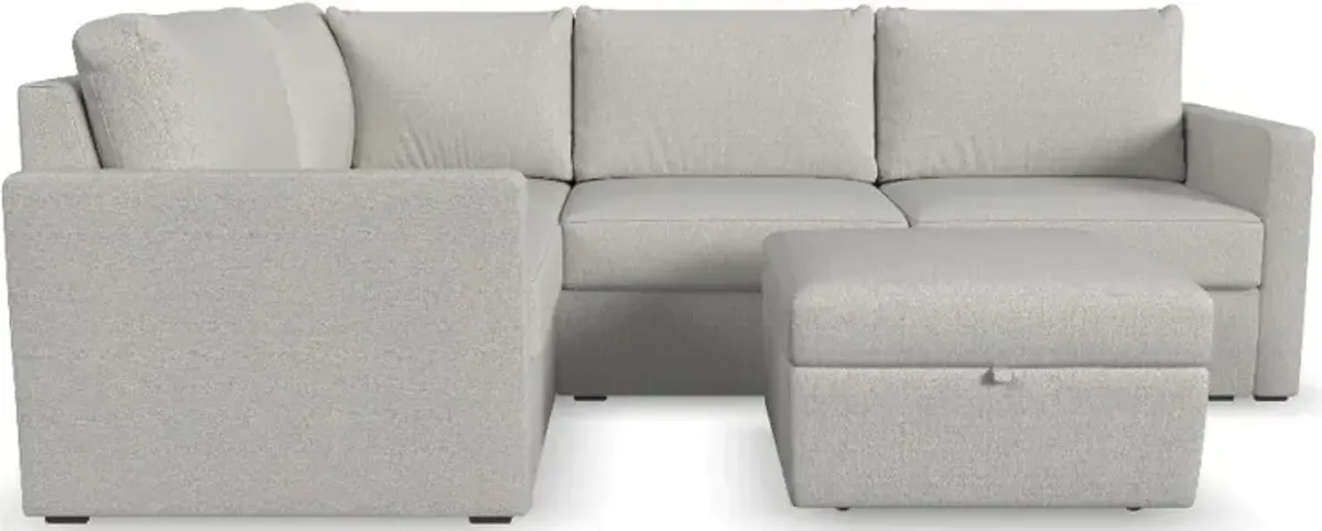 Flex Taupe 4-Seat Modular Sectional with Storage Ottoman