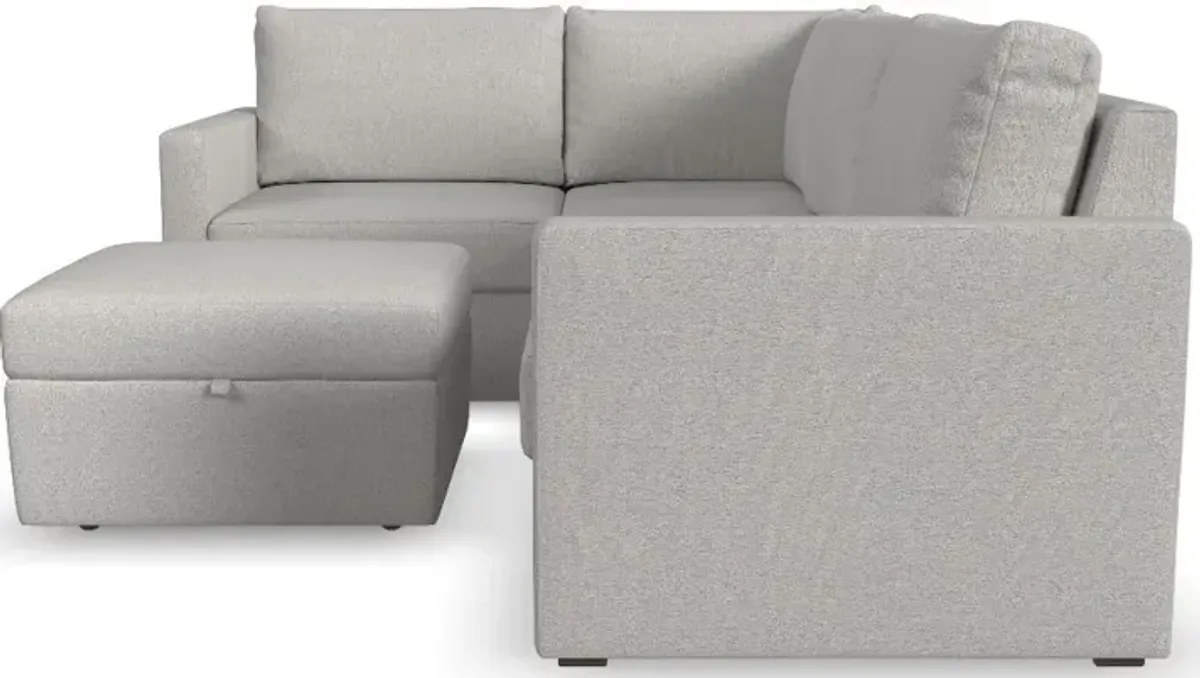 Flex Taupe 4-Seat Modular Sectional with Storage Ottoman