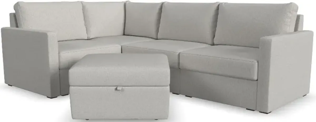 Flex Taupe 4-Seat Modular Sectional with Storage Ottoman