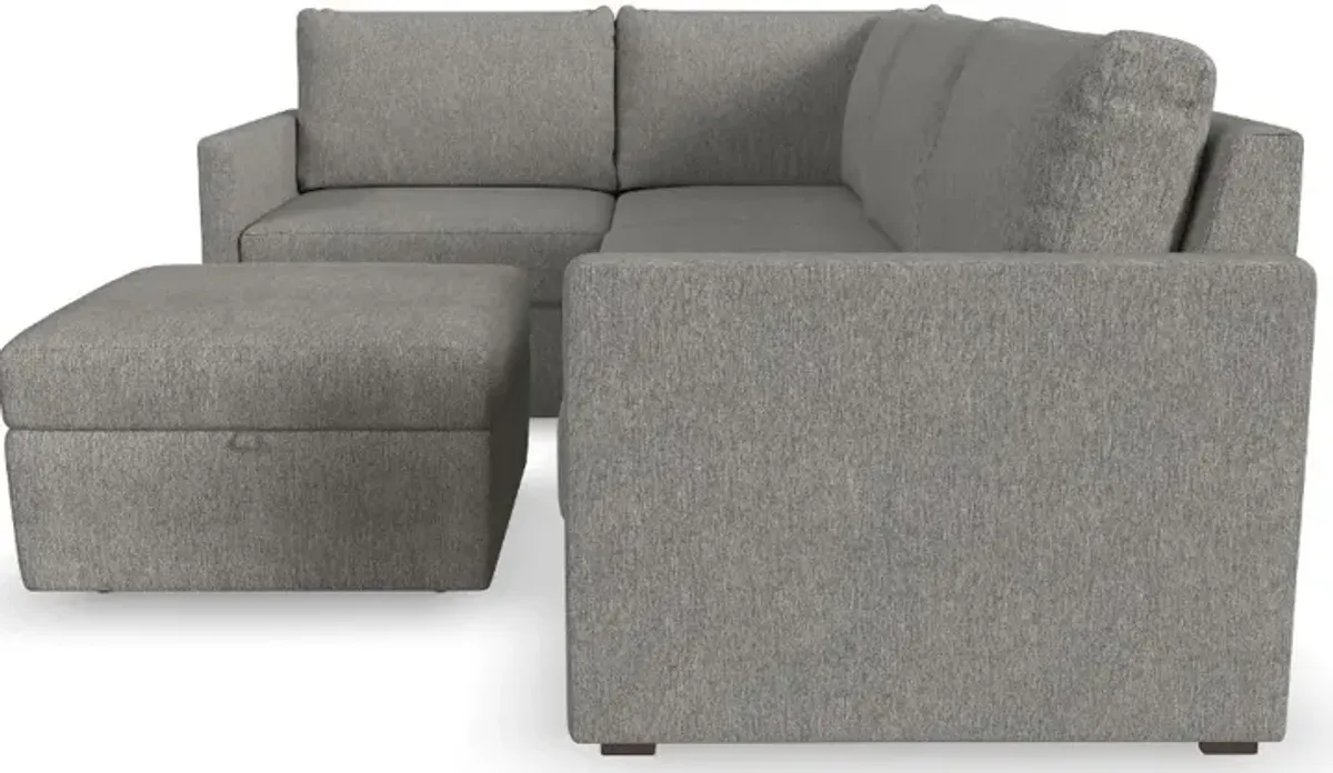 Flex Gray 4-Seat Modular Sectional and Storage Ottoman