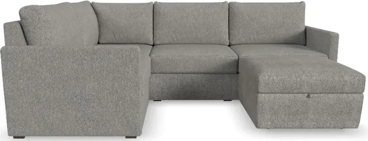 Flex Gray 4-Seat Modular Sectional and Storage Ottoman