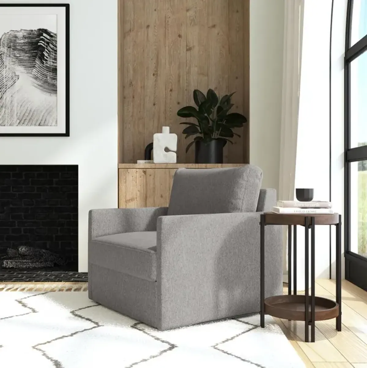 Flex Gray Armchair with Narrow Arm