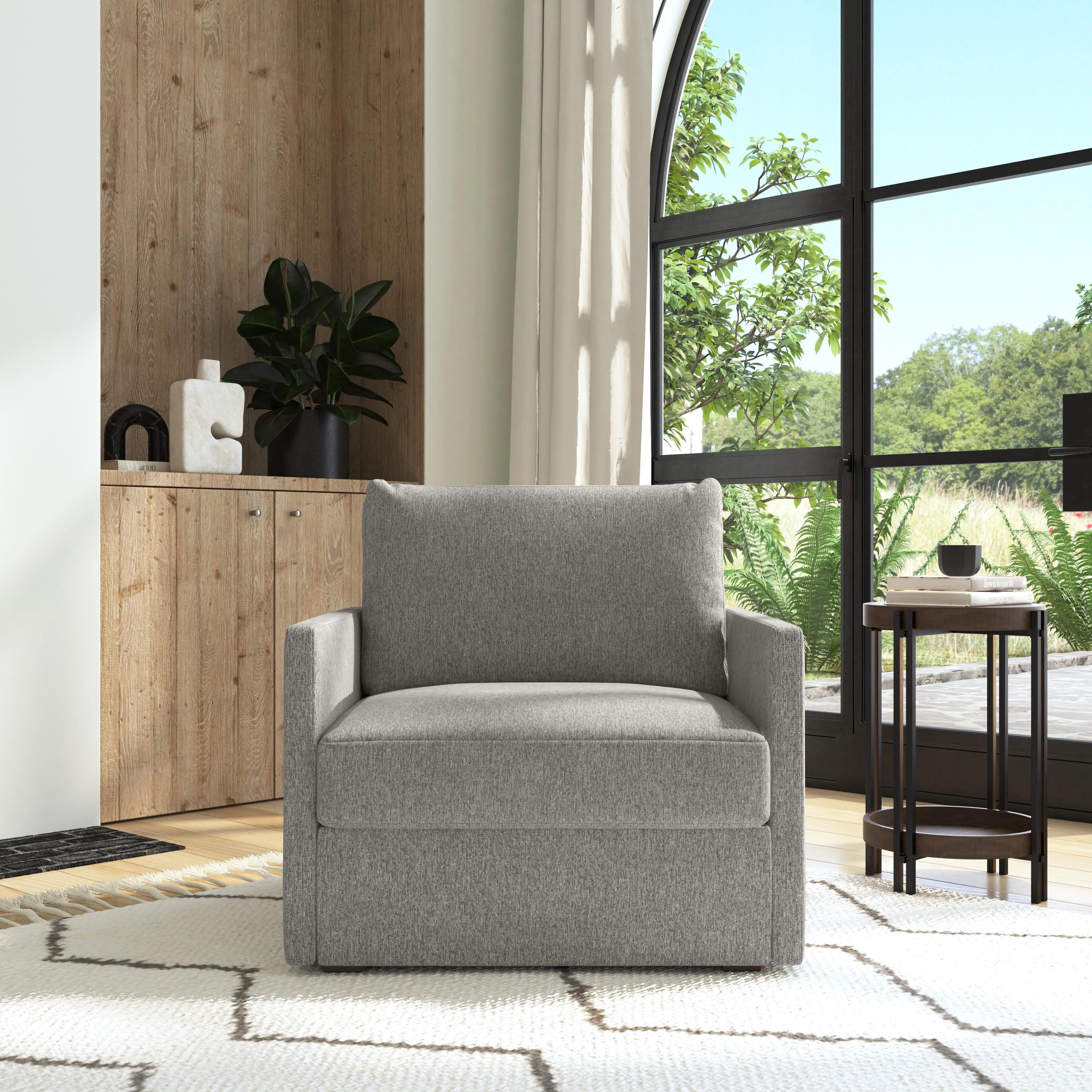 Flex Gray Armchair with Narrow Arm