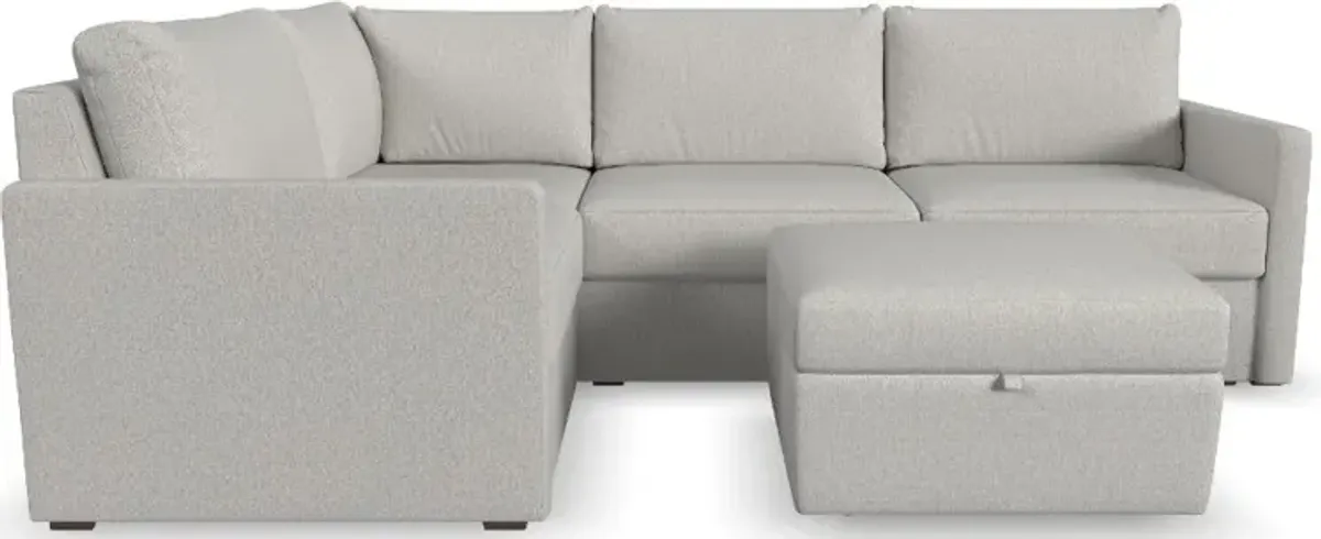 Flex Taupe 4-Seat Modular Sectional and Storage Ottoman